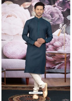 Teal Cotton Classic Wear Kurta Pajama