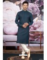 Teal Cotton Classic Wear Kurta Pajama