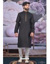 Black Cotton Classic Wear Kurta Pajama