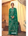 Forest Green Pure Viscose Velvet Party Wear Palazzo Suit