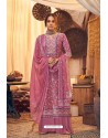 Old Rose Pure Viscose Velvet Party Wear Palazzo Suit