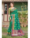 Teal Green Heavy Banarasi Silk Traditional Wear Saree