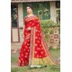 Red Heavy Banarasi Silk Traditional Wear Saree