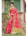 Dark Peach Heavy Banarasi Silk Traditional Wear Saree