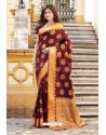Maroon Heavy Banarasi Silk Designer Saree