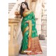 Teal Green Heavy Banarasi Silk Designer Saree