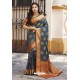 Teal Blue Heavy Banarasi Silk Designer Saree
