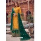 Yellow And Green Pure Dola Jacquard Designer Palazzo Suit