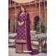 Purple Pure Dola Jacquard Designer Palazzo Suit