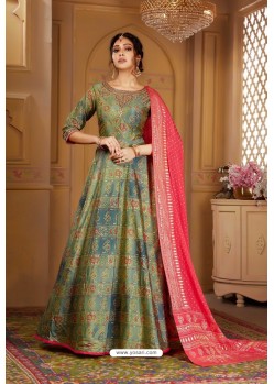 Mehendi Latest Heavy Embroidered Designer Wedding Anarkali Suit