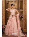 Pink Heavy Embroidered Designer Party Wear Lehenga