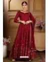 Maroon Latest Heavy Embroidered Designer Wedding Anarkali Suit