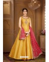 Yellow Latest Heavy Embroidered Designer Wedding Anarkali Suit