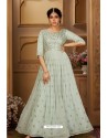 Light Grey Latest Heavy Embroidered Designer Wedding Anarkali Suit