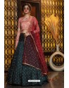 Teal Blue Heavy Embroidered Designer Party Wear Lehenga