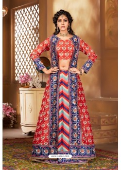 Light Red Heavy Embroidered Designer Party Wear Lehenga