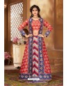 Light Red Heavy Embroidered Designer Party Wear Lehenga