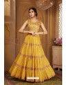 Mustard Latest Heavy Embroidered Designer Wedding Anarkali Suit