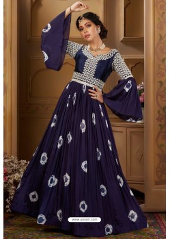 Dark Blue Latest Heavy Embroidered Designer Wedding Anarkali Suit