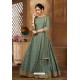Grayish Green Latest Heavy Embroidered Designer Wedding Anarkali Suit