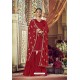 Red Heavy Designer Festive Wear Sharara Suit