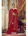 Red Heavy Designer Festive Wear Sharara Suit