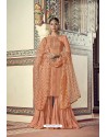 Orange Heavy Designer Festive Wear Sharara Suit