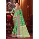 Green Heavy Embroidered Traditional Wear Designer Silk Sari