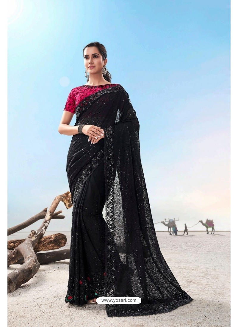 Black Wine Designer Wedding Party Satin Saree SRNPV14403 – ShreeFashionWear