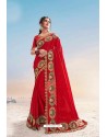 Red Heavy Designer Traditional Wear Wedding Sari