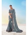 Grey Heavy Designer Traditional Wear Wedding Sari