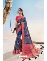 Dark Blue Heavy Designer Traditional Wear Wedding Sari