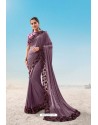 Lavender Heavy Designer Traditional Wear Wedding Sari