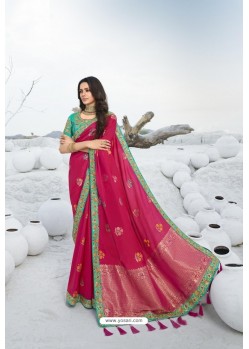 Rani Pink Latest Heavy Designer Traditional Party Wear Silk Sari