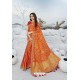 Orange Latest Heavy Designer Traditional Party Wear Silk Sari