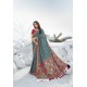 Aqua Grey Latest Heavy Designer Traditional Party Wear Silk Sari