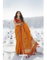 Mustard Latest Heavy Designer Traditional Party Wear Silk Sari