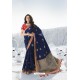 Navy Blue Latest Heavy Designer Traditional Party Wear Silk Sari