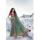 Grayish Green Latest Heavy Designer Traditional Party Wear Silk Sari