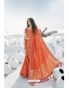 Orange Latest Heavy Designer Traditional Party Wear Silk Sari