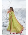 Green Latest Heavy Designer Traditional Party Wear Silk Sari