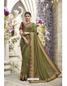 Green Heavy Embroidered Designer Wear Wedding Silk Sari