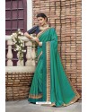 Jade Green Heavy Embroidered Designer Wear Wedding Silk Sari