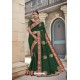 Dark Green Heavy Embroidered Designer Wear Wedding Silk Sari
