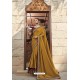 Mustard Heavy Embroidered Designer Wear Wedding Silk Sari
