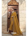 Mustard Heavy Embroidered Designer Wear Wedding Silk Sari