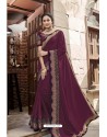 Deep Wine Heavy Embroidered Designer Wear Wedding Silk Sari