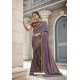 Lavender Heavy Embroidered Designer Wear Wedding Silk Sari