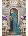 Blue Heavy Embroidered Designer Wear Wedding Silk Sari