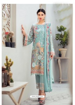 Aqua Grey Latest Heavy Designer Pakistani Style Salwar Suit